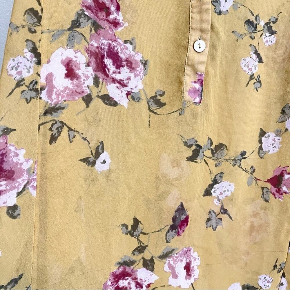 Pink Blush Yellow Floral Sheer Open Shoulder Blouse Size XL - Picture 14 of 16